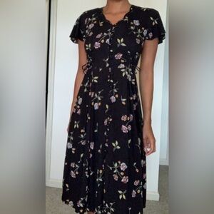 Vintage flutter sleeve floral dress.